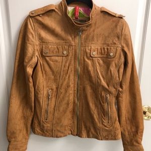 Medium Camel Colored Leather Jacket